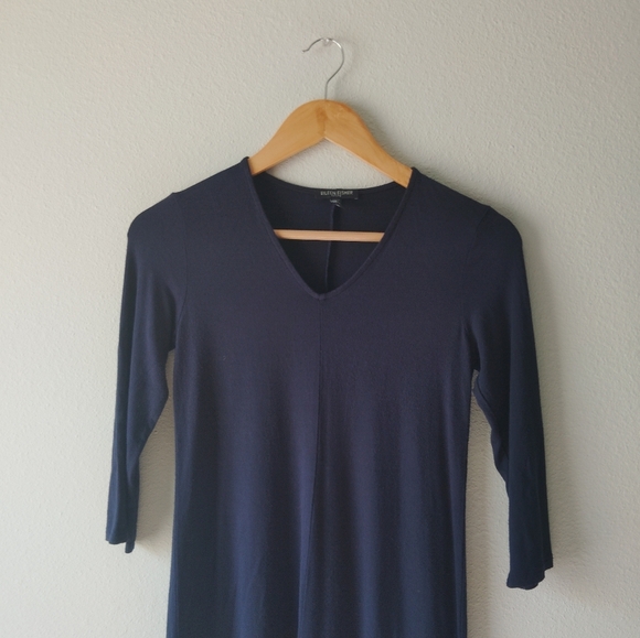 Eileen Fisher Navy Asymmetrical Dress - Picture 8 of 9